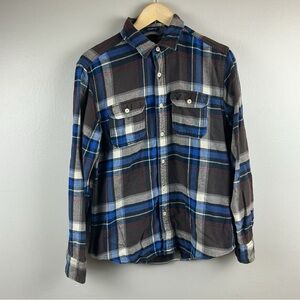 American Eagle Men’s Cotton Athletic Fit Blue Plaid Flannel Button Up Shirt Sz.M